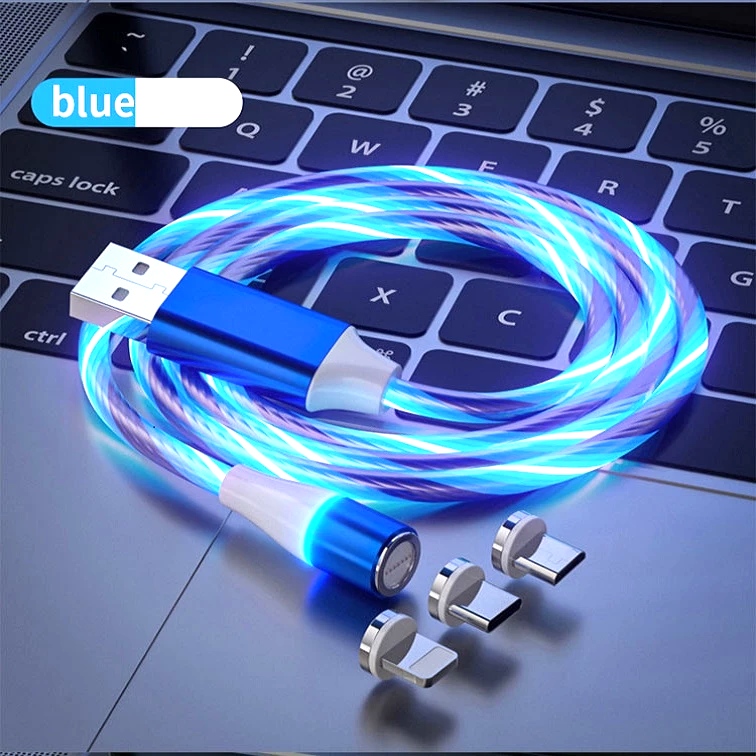 کابل تبدیل مغناطیسی USB به MicroUSB / USB-C / لایتنینگ مدل RGB 1x3 طول 1 متر