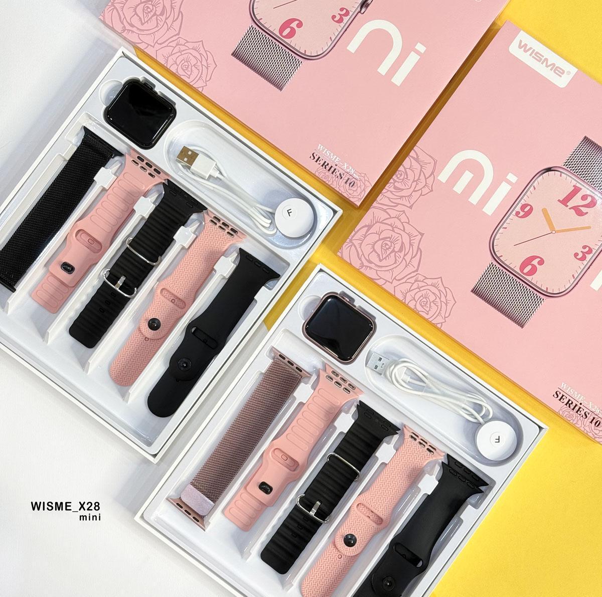 ساعت هوشمند ۴۱ میلیمتری ویسمی مدل X28 mini با ۴ بند سیلیکونی و ۱ بند فلزی