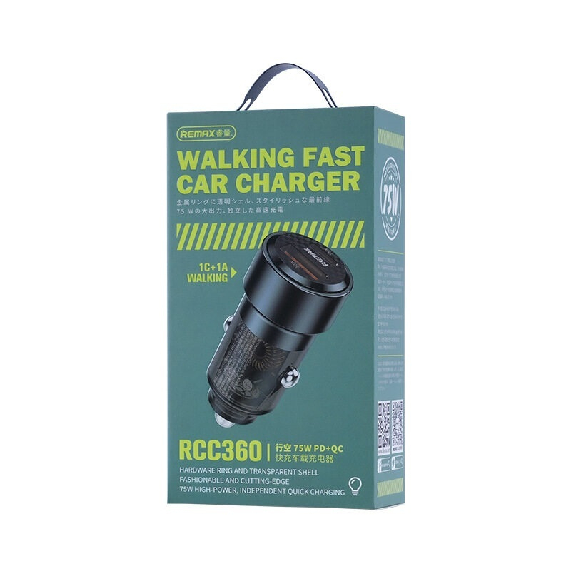 شارژر فندکی 75 وات دو پورت ریمکس مدل RCC 360