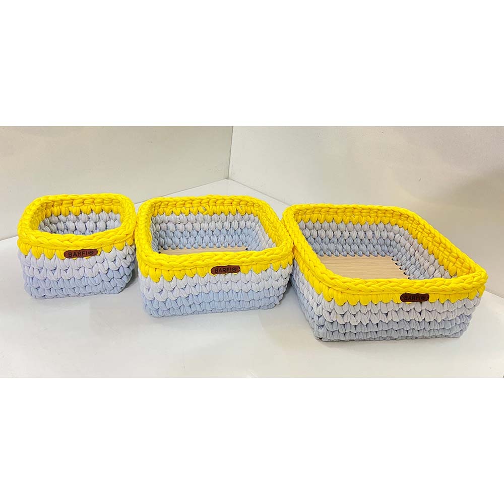 ست سبد وسایل کودک مدل سیسمونی کد Kids Storage Basket-08 مجموعه 3 عددی
