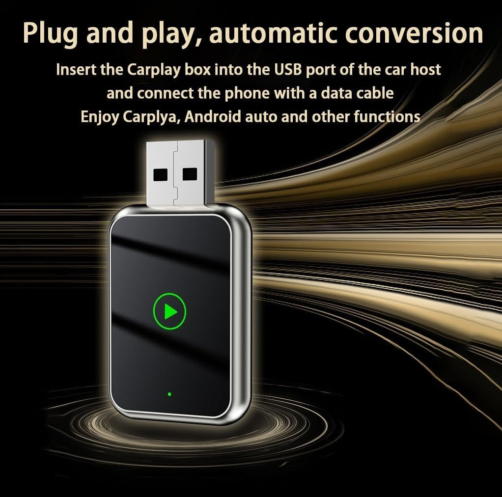 کارپلی و اندروید اتو مدل Wireless CarPlay/Android Auto Q1J به همراه مبدل USB به USB-C