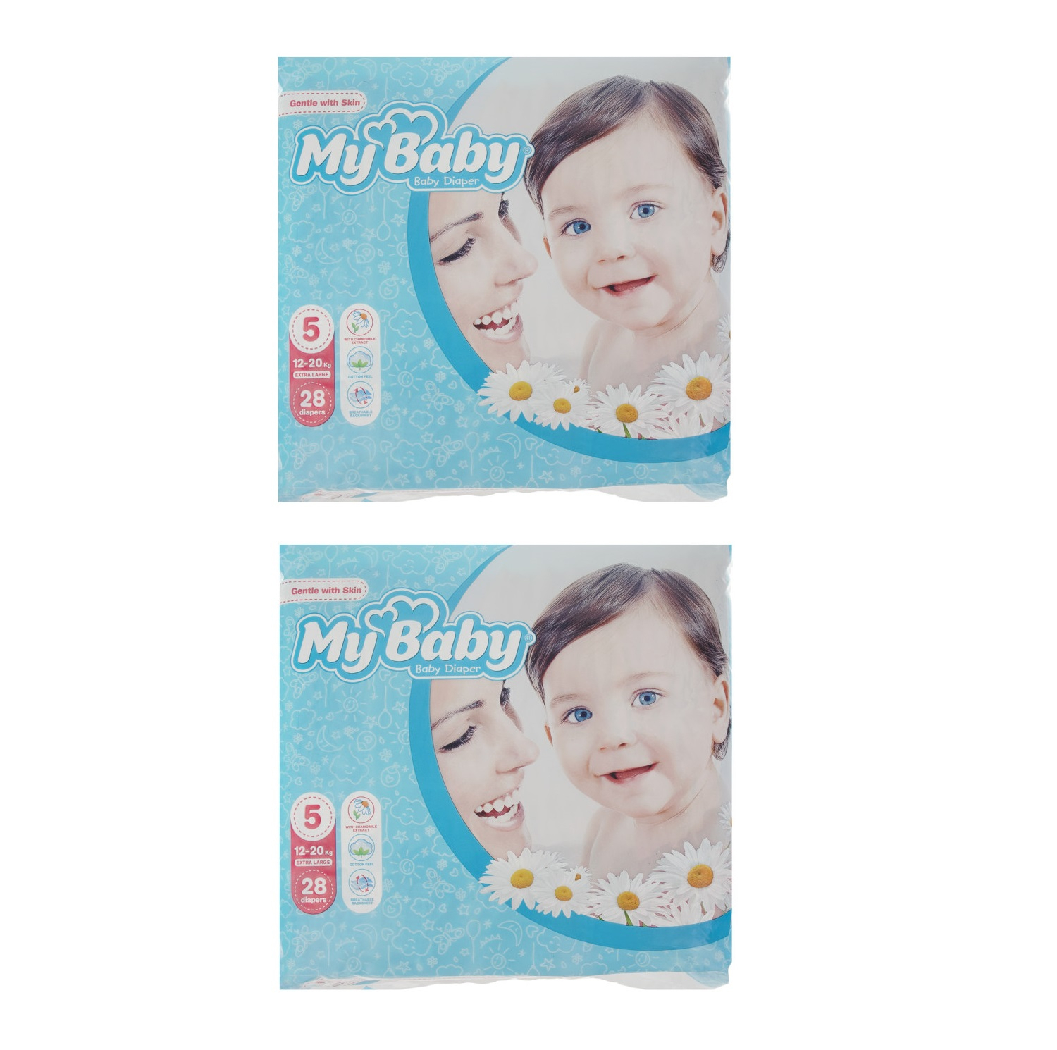 پوشک کودک مای بیبی مدل Max Care سایز 5 دو بسته 28 عددی