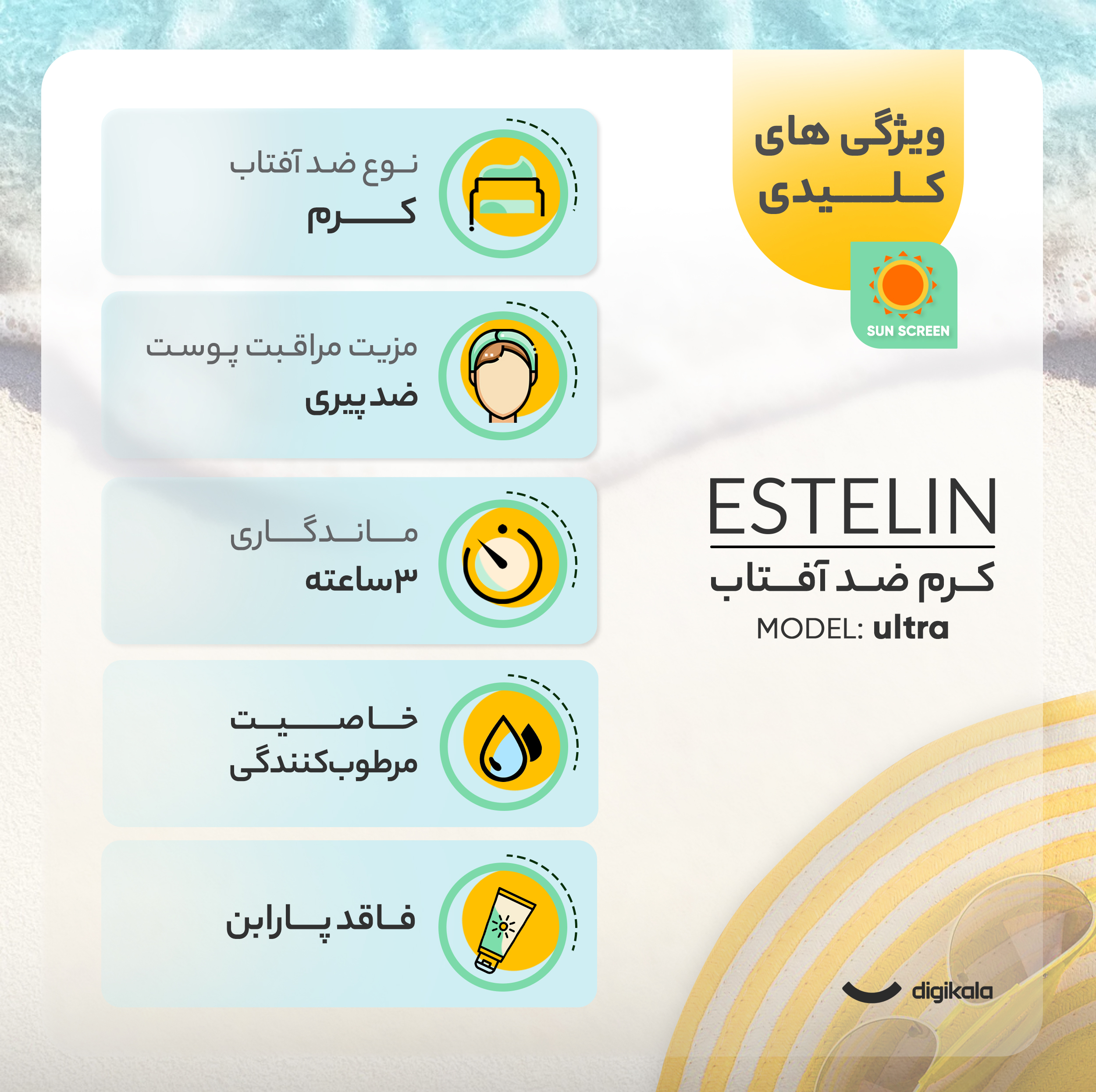 کرم ضد آفتاب بیرنگ استلین، 80 SPF، مدل ultra، مناسب انواع پوست با حجم 100 میلی لیتر، محافظتکننده در برابر اشعههای UVA و UVB، مرطوبکننده، فاقد پارابن، PA+++، ضد پیری، دارای فرمولاسیون فاقد چربی، با ماندگاری 3 ساعته