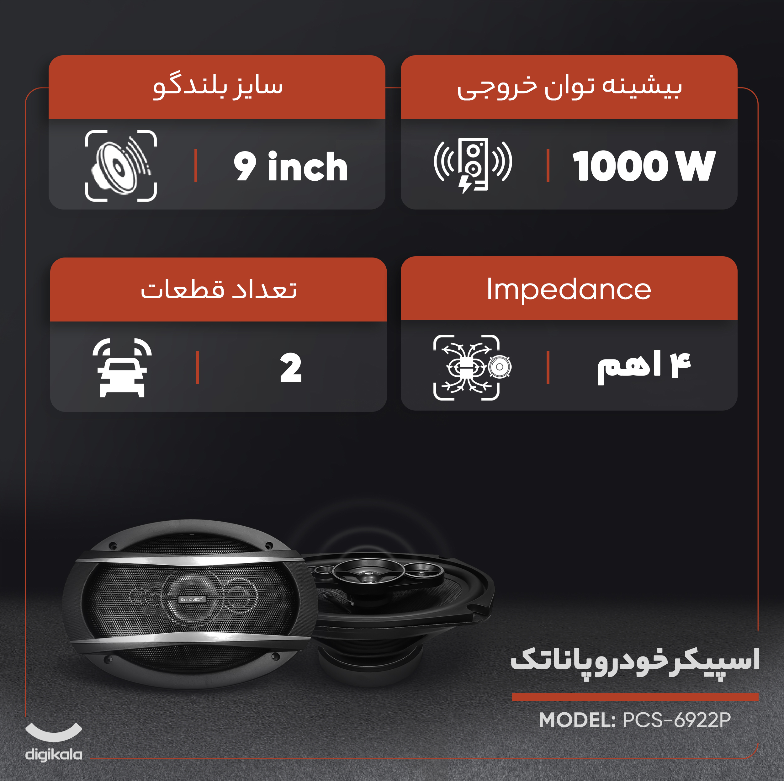اسپیکر خودرو پاناتک مدل PCS-6922P بسته دو عددی