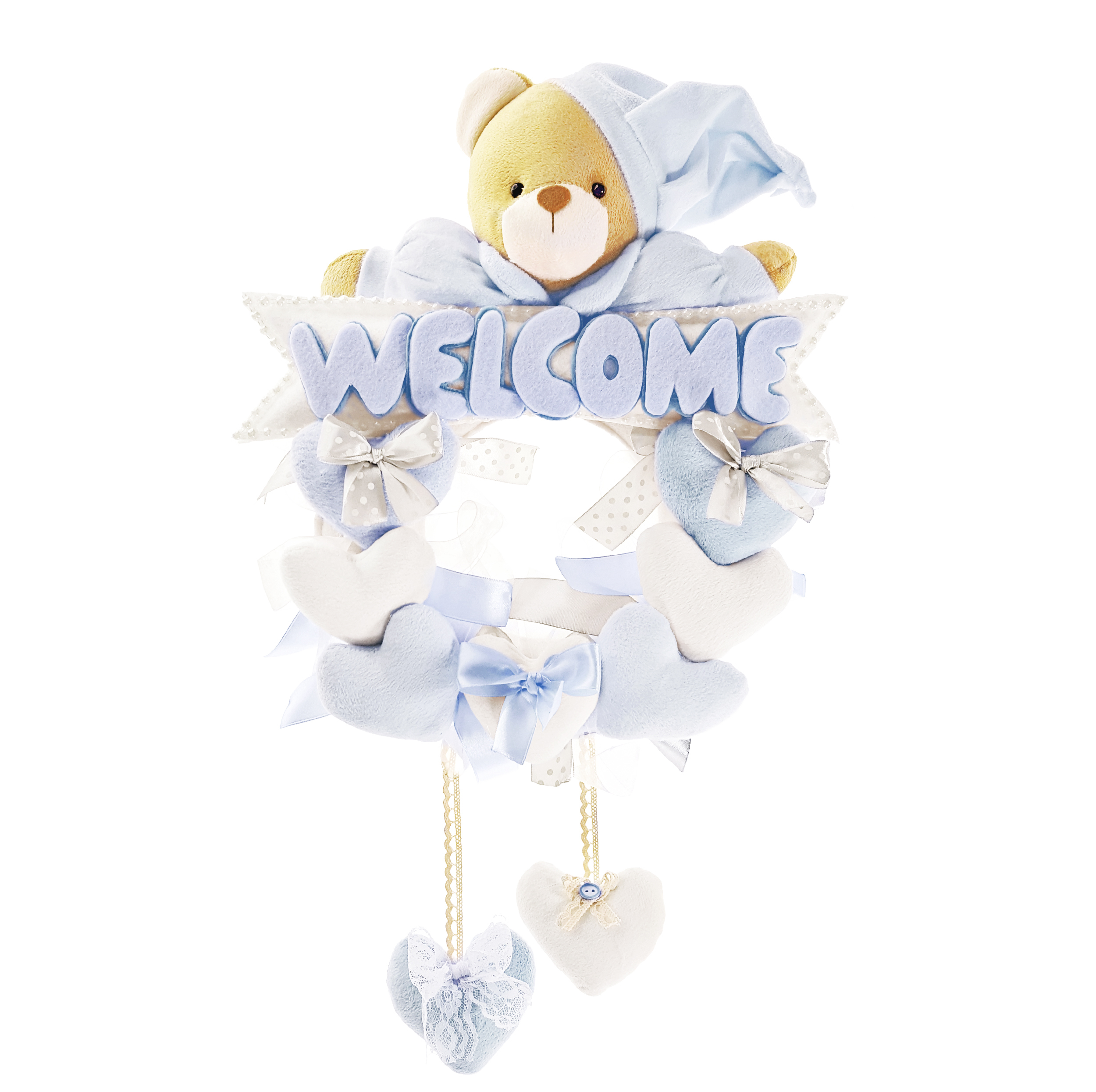 آویز تزیینی اتاق کودک طرح خرس نانان مدل Welcome کد W/Blu