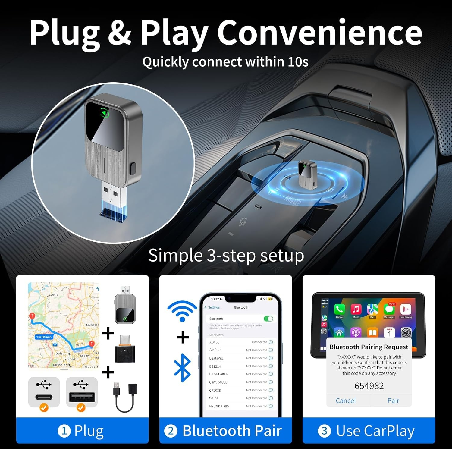 کارپلی و اندروید اتو مدل 2in1 Carplay/Android Auto k2