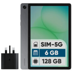 تبلت 11 اینچ سامسونگ مدل Galaxy Tab A11 Plus 5G، ظرفیت 128 گیگابایت و رم 6 گیگابایت، قابلیت پشتیبانی از سیم کارت، رزولوشن دوربین 8 مگاپیکسل، به همراه شارژر دیواری 25 وات سامسونگ مدل EP-TA800