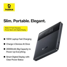 پاوربانک 100 وات باسئوس مدل Blade H1 P10021604123-00 ظرفیت 20000 میلی آمپر ساعت