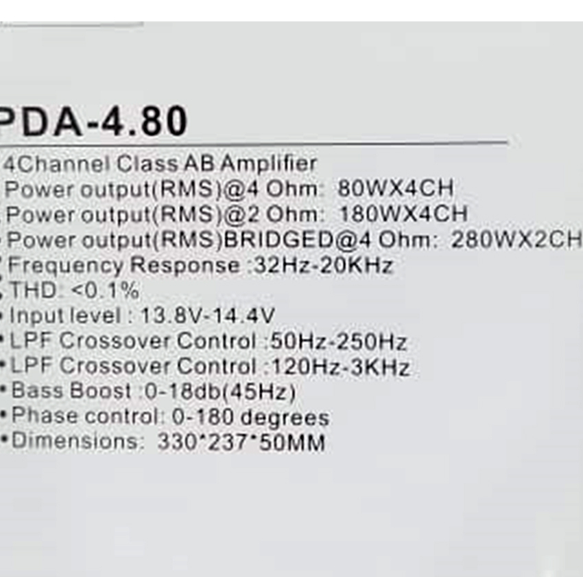 آمپلی فایر خودرو 4 کانال پاور دیاموند مدل   Trauma-4.80  4*80 W RMS