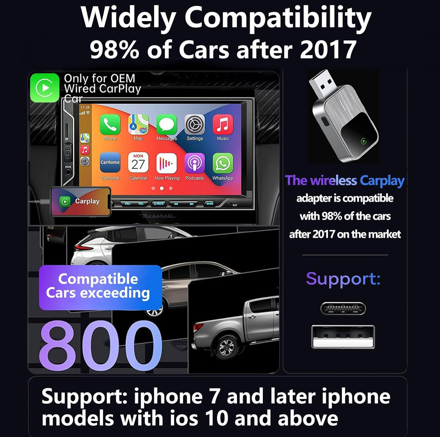 کارپلی و اندروید اتو مدل 2in1 Carplay/Android Auto k2