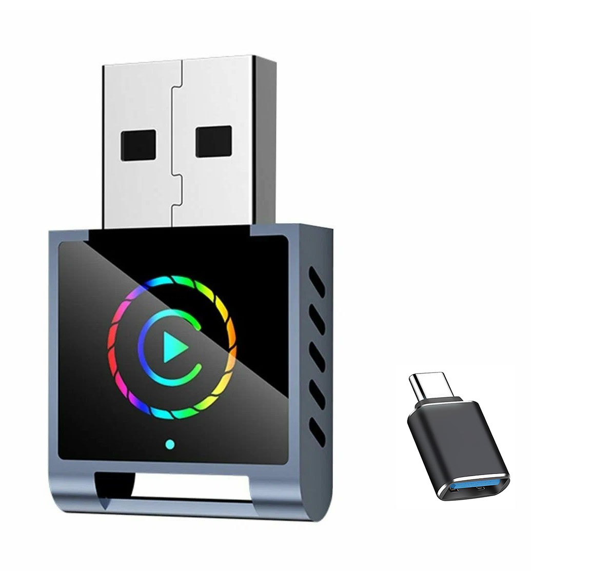کارپلی و اندروید اتو مدل Wireless CarPlay/Android Auto Q1BD به همراه مبدل USB به USB-C