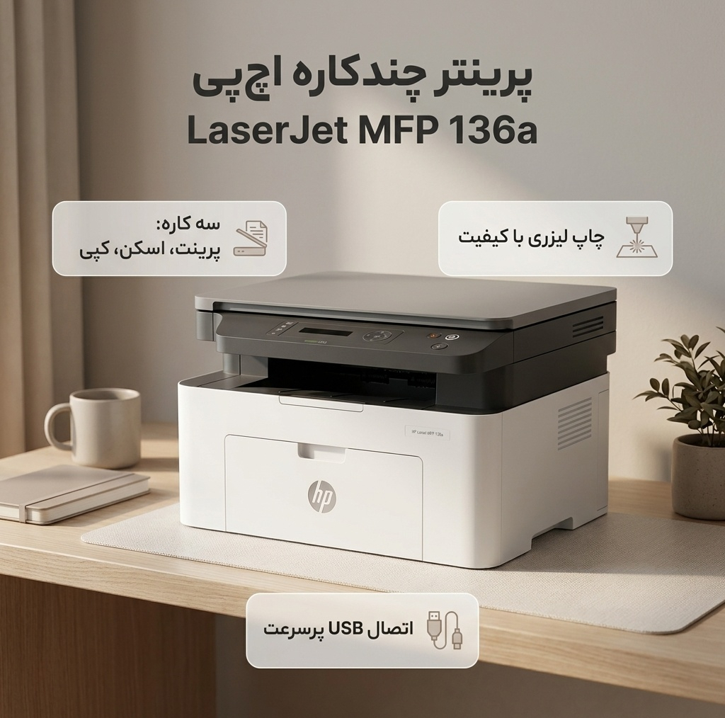 پرینتر چند کاره لیزری اچ پی مدل LaserJet MFP 136a