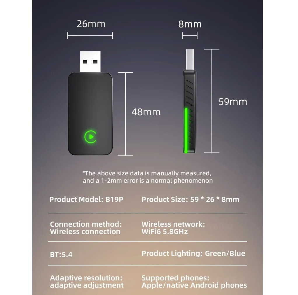 کارپلی و اندروید اتو مدل CP/AA M10 2in1 Carplay/Android Auto به همراه مبدل USB به USB-C