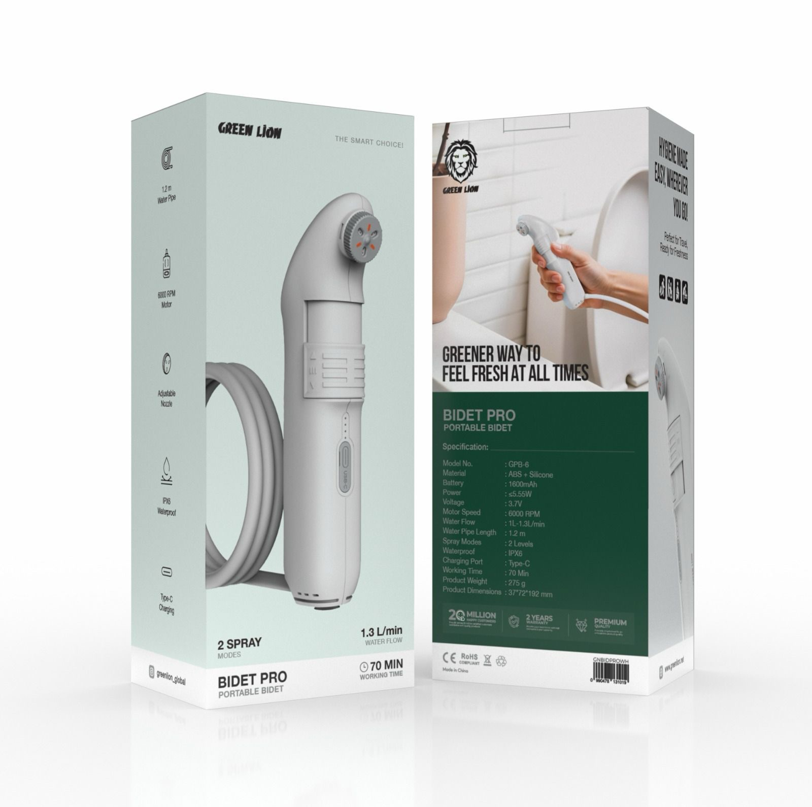 خودشور شلنگی سفری گرین لاین مدل Bidet Pro