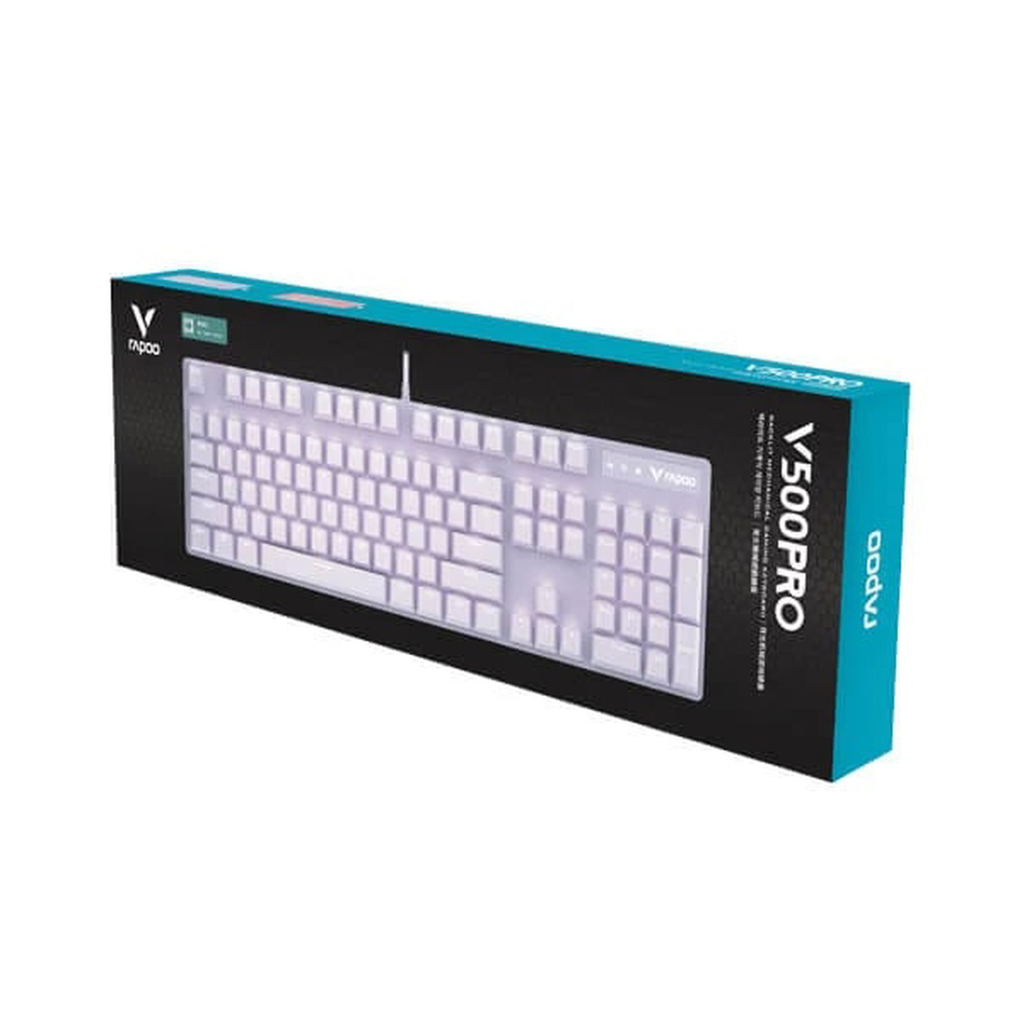 کیبورد مخصوص بازی مکانیکی رپو مدل V500PRO، مکانیکال سوییچ آبی، Full size، نورپردازی RGB
