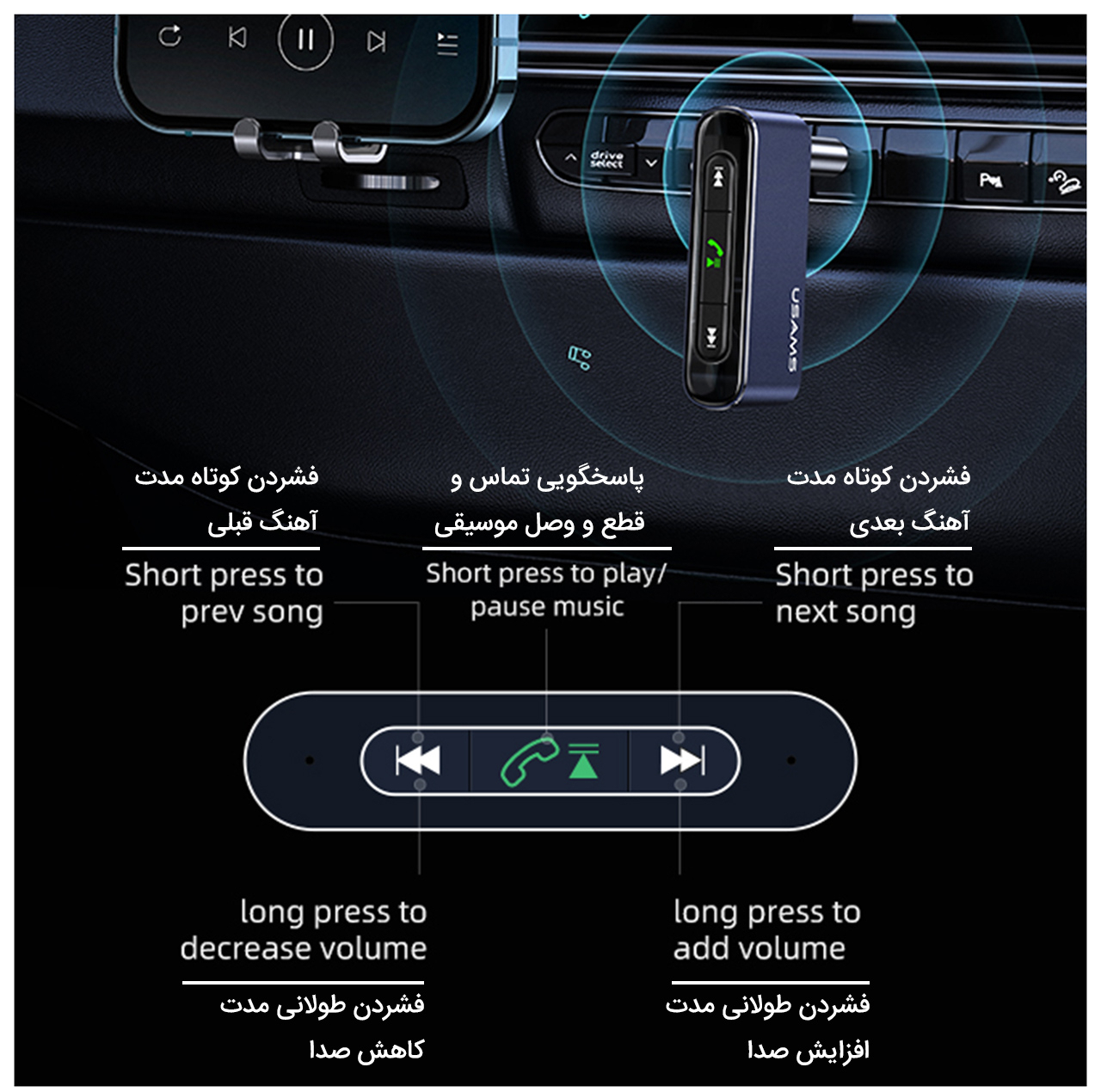 گیرنده بلوتوثی موزیک یوسمز مدل US-SJ519