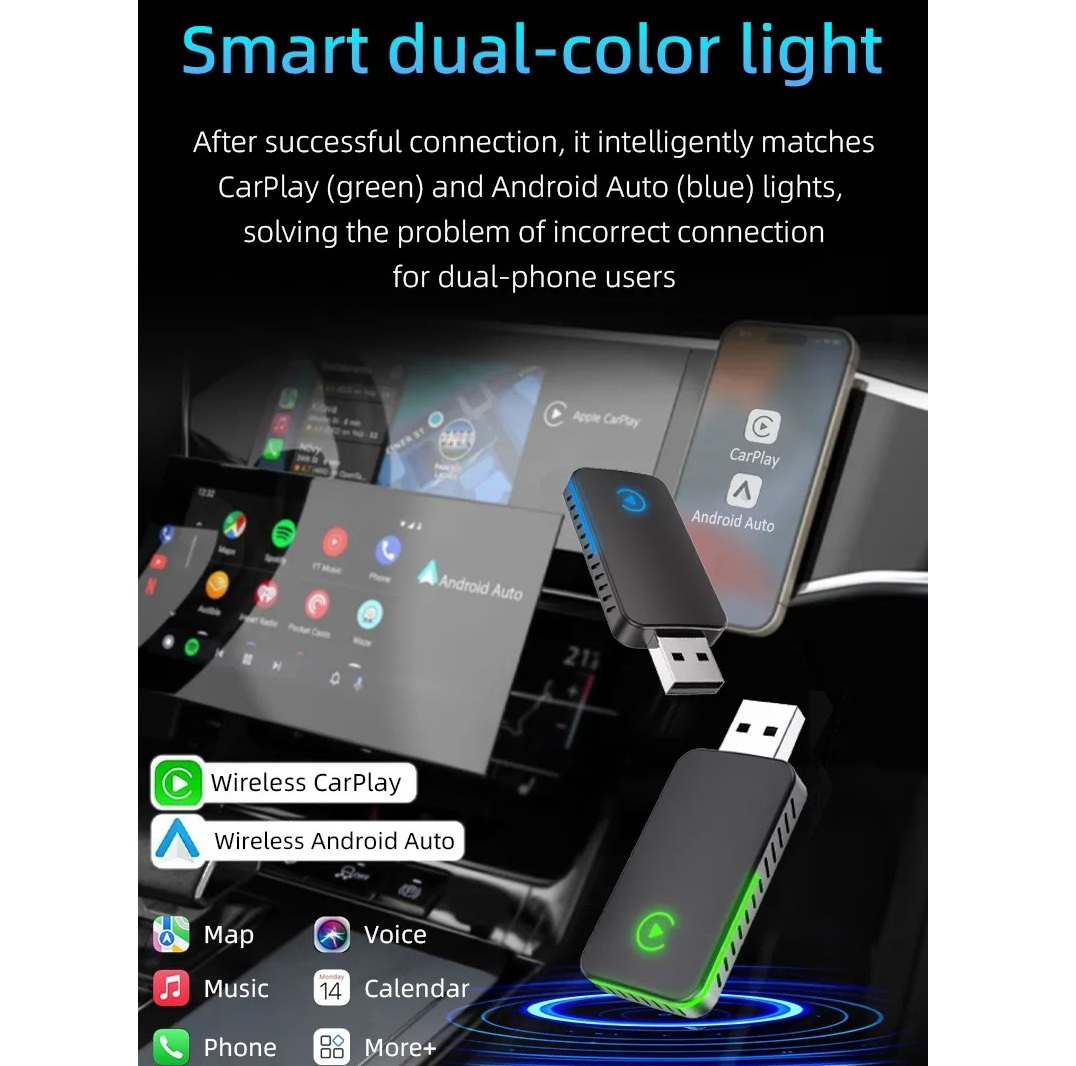کارپلی و اندروید اتو مدل CP/AA M10 2in1 Carplay/Android Auto به همراه مبدل USB به USB-C