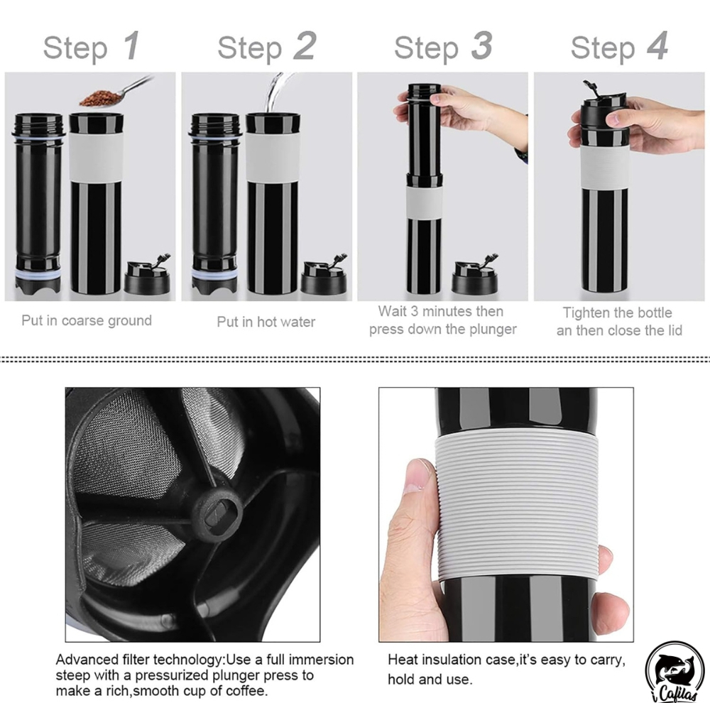 تراول ماگ مدل tea press گنجایش 0.35 لیتر
