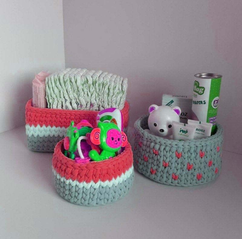 ست سبد وسایل کودک مدل Kids Storage Basket-02 مجموعه 3 عددی