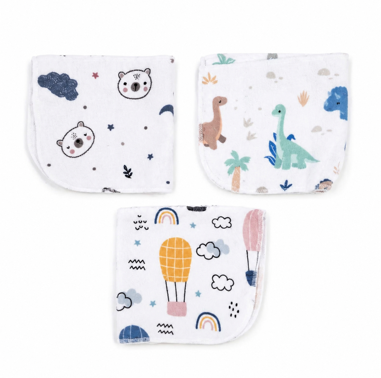 حوله دست و صورت نوزاد ایس ایز مدل خرس پسرانه سایز 23x23x0.3 سانتیمتر مجموعه 10 عددی