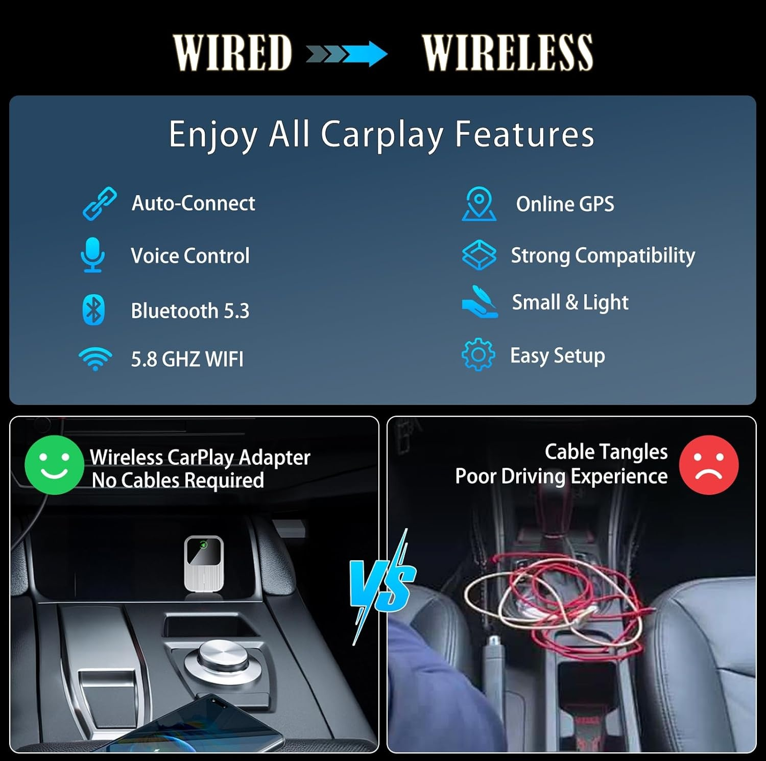 کارپلی و اندروید اتو مدل 2in1 Carplay/Android Auto k2