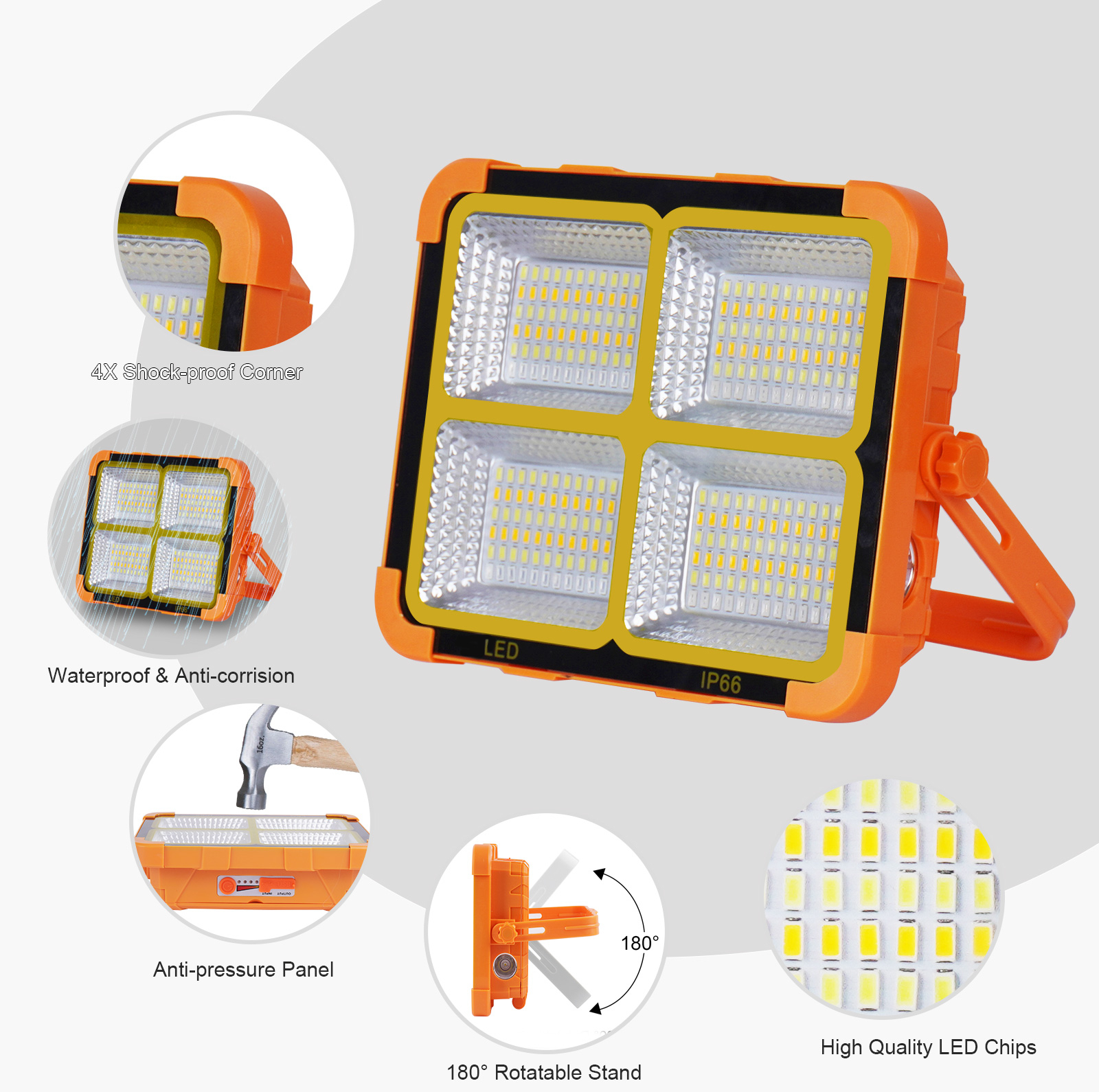 پروژکتور شارژی و خورشیدی وارسو مدل JY-IP66 288LED