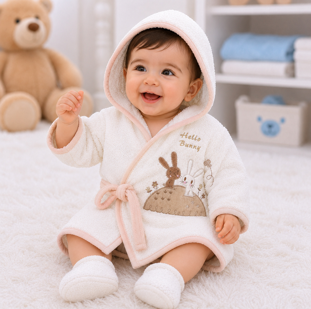 ست  5 تکه حوله نوزاد مادرکر مدل خرگوش کد B-0003 سایز 45x34 سانتی‌متر