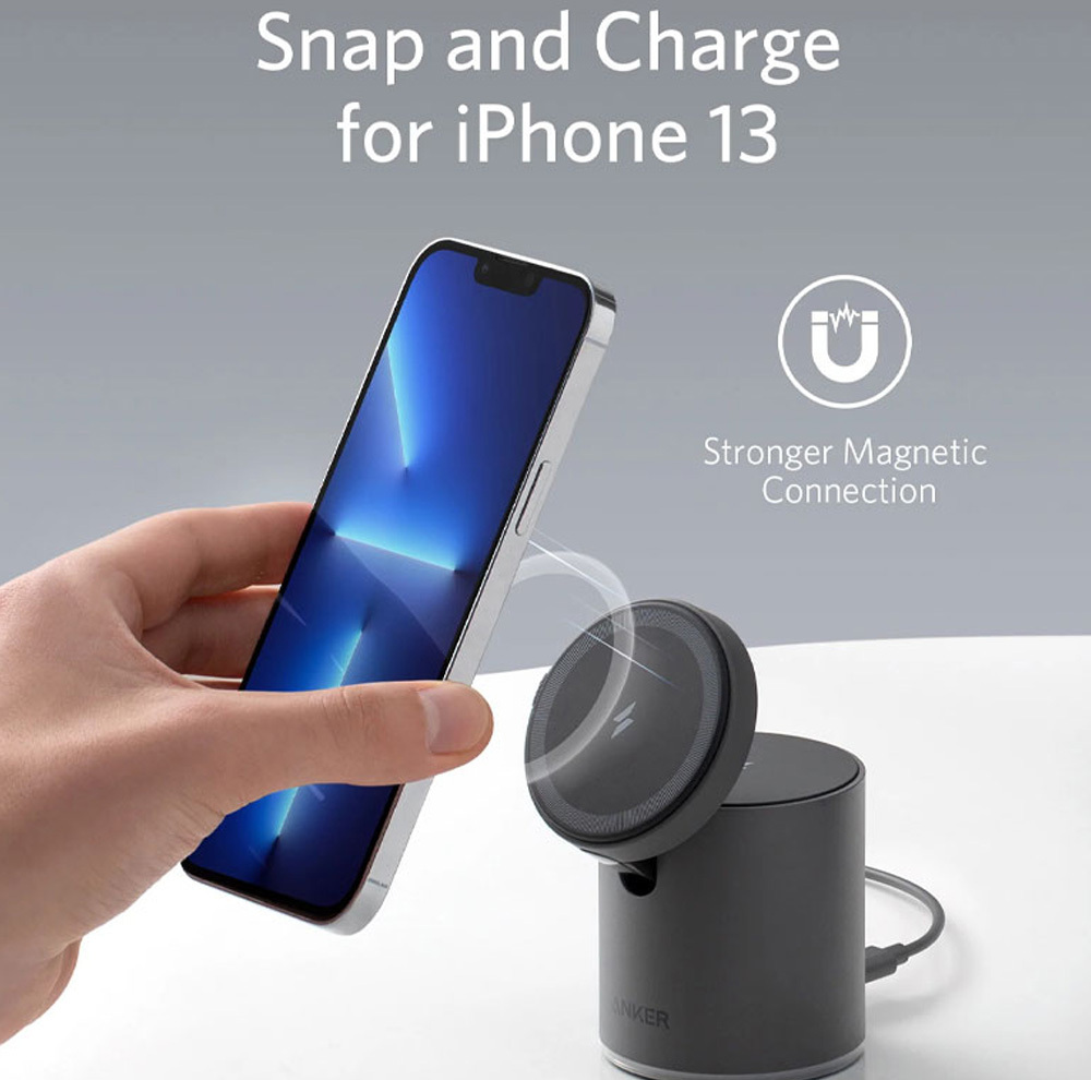 شارژر بیسیم 7.5 وات انکر مدل B2568 به همراه شارژر دیواری 20 وات انکر و کابل USB-C به USB-C