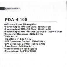 آمپلی فایر خودرو 4 کانال پاور دیاموند مدل TRAUMA 4.100 4*100 W RMS