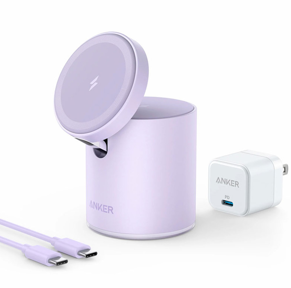 شارژر بیسیم 7.5 وات انکر مدل B2568 به همراه شارژر دیواری 20 وات انکر و کابل USB-C به USB-C