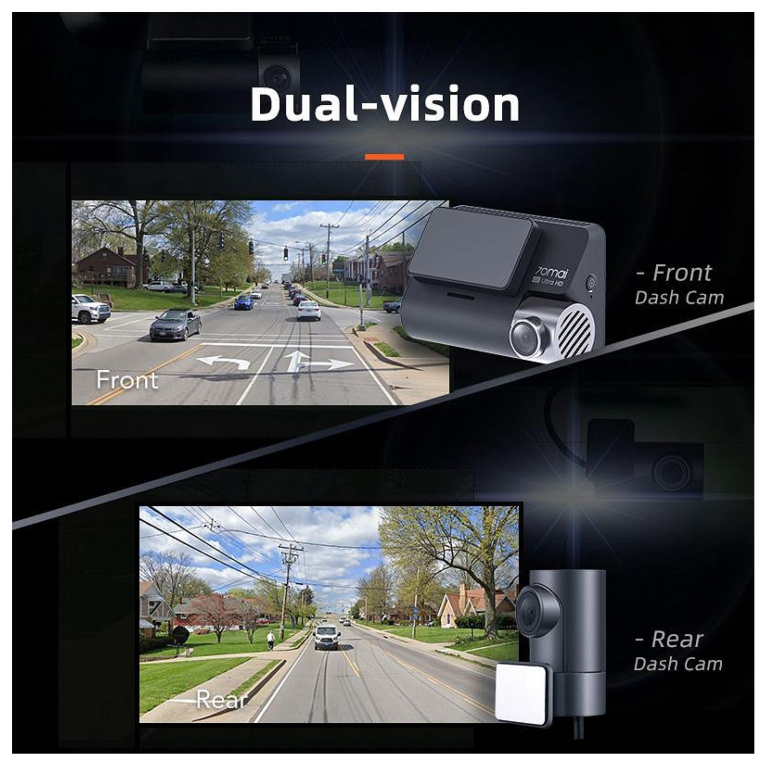 دوربین فیلم برداری سوِنتی می مدل 70mai Dual Dash Cam A800s + Rear Cam (RC06)