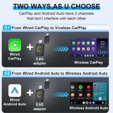 کارپلی و اندروید اتو مدل Wireless CarPlay/Android Auto Q1M به همراه مبدل USB به USB-C