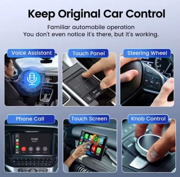 کارپلی و اندروید اتو مدل Wireless P9593 Carplay/Android Auto به همراه مبدل USB به USB-C