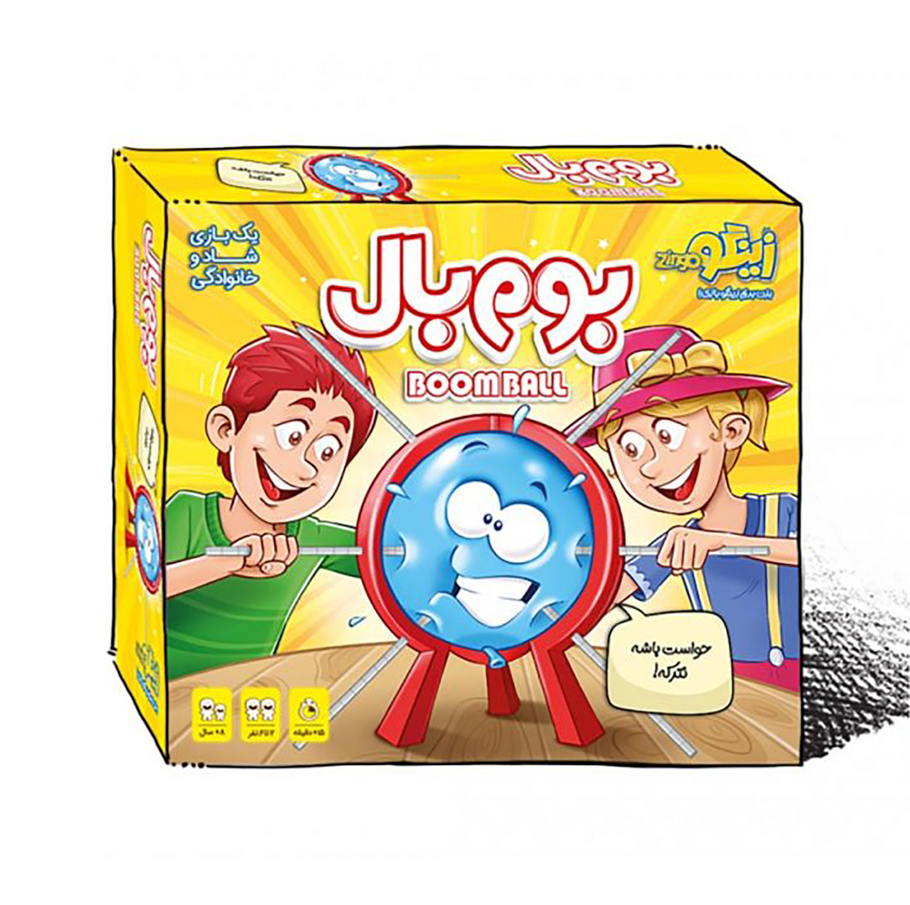 بازی فکری زینگو مدل بوم بال، رقابتی شانسی برای 2 تا 6 نفر، مناسب خردسال و کودک، افزایش دقت، تمرکز، تفکر استراتژیک و تصمیم‌گیری، درجه سختی متوسط، مدت بازی زیر 30 دقیقه