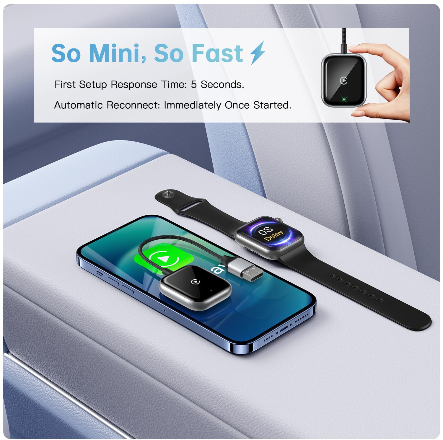 کارپلی و اندروید اتو مدلwireless Carplay/Android Auto به همراه مبدل USB به Type-C