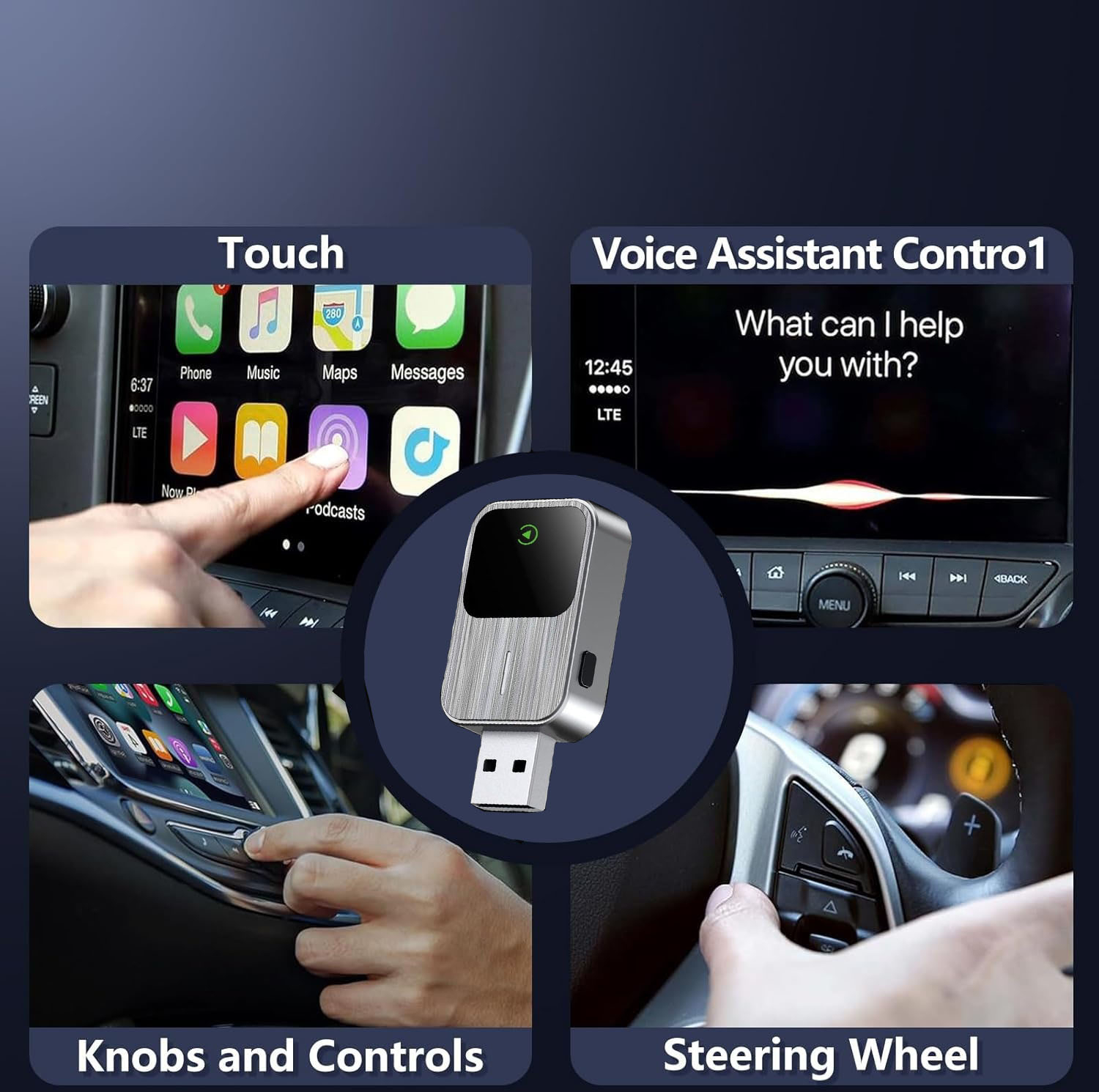 کارپلی و اندروید اتو مدل 2in1 Carplay/Android Auto k2