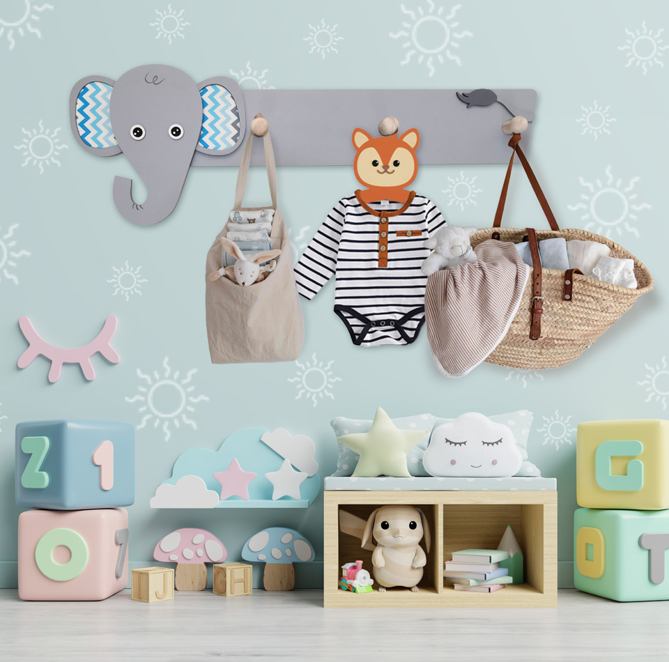آویز لباس کودک طرح فیل مدل MKids58-B