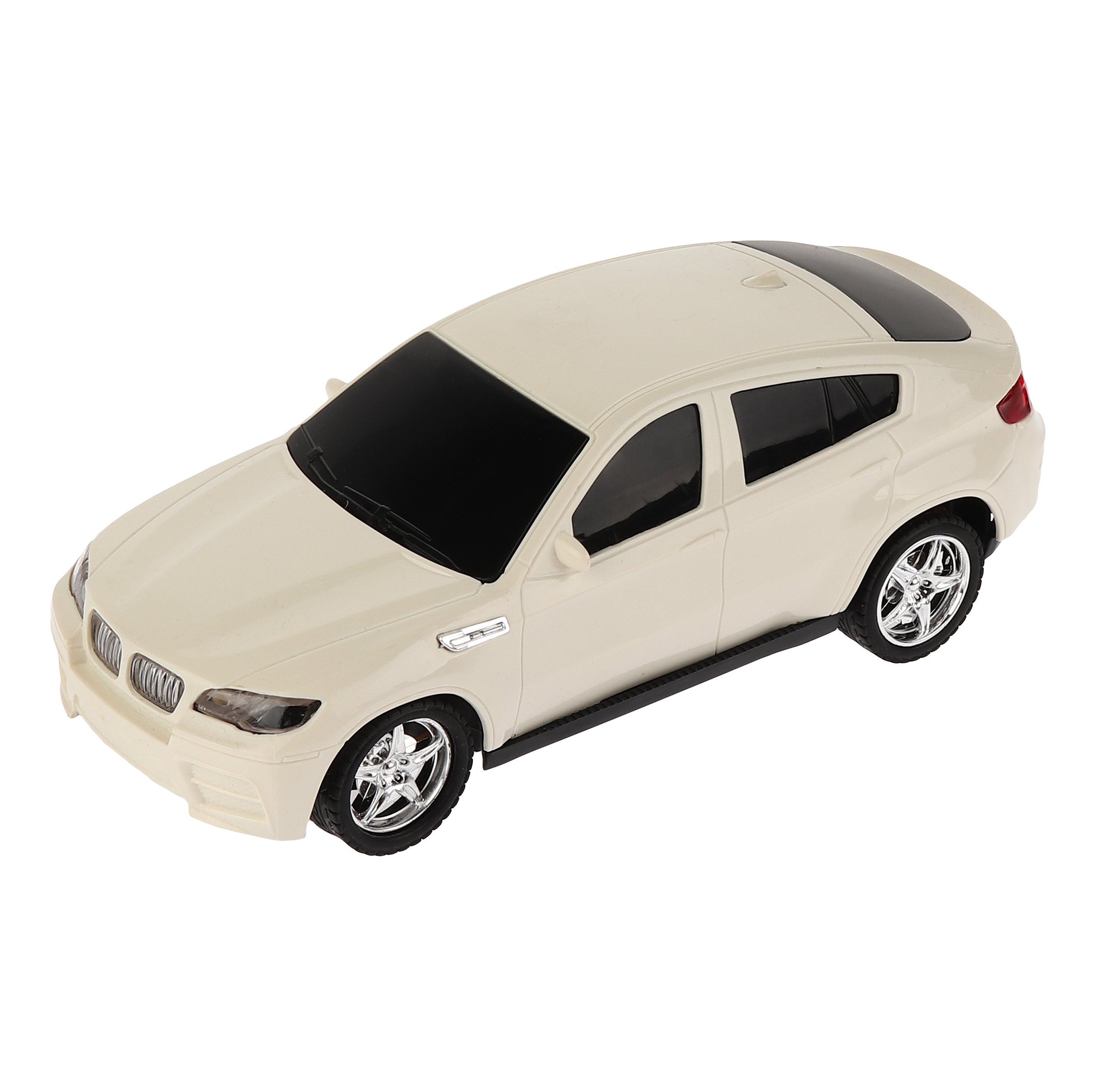 ماشین بازی کنترلی مدل سواری طرح BMW دارای چراغ و قابلیت حرکت در چهار جهت جلو، عقب، چپ و راست، بدنه پلاستیکی سبک و ابعاد 150x70x100 میلیمتر