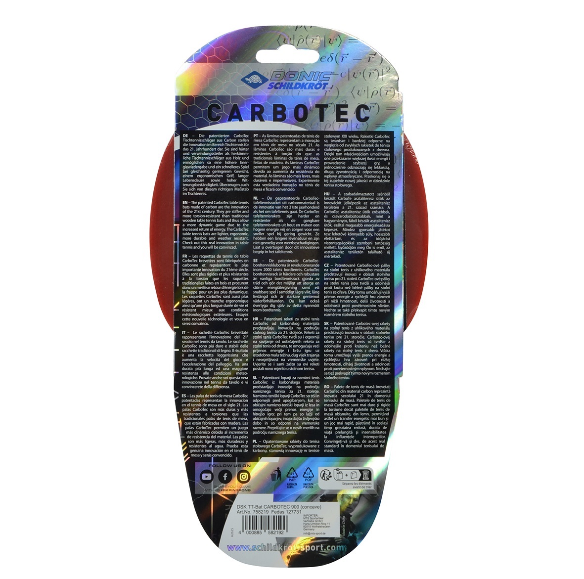 راکت پینگپنگ تهاجمی 5 لایه دونیک مدل Carbotec 900 کد 26