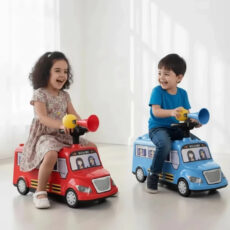 ماشین چهارچرخ کودک مدل اتوبوس پایی دو بوقه