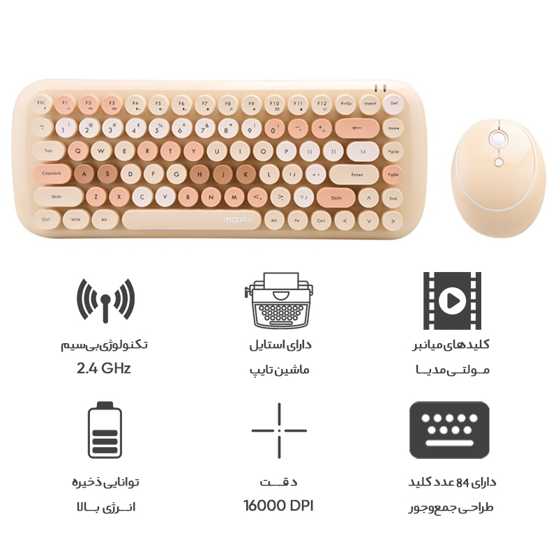 کیبورد و ماوس بی سیم مافی مدل CANDY