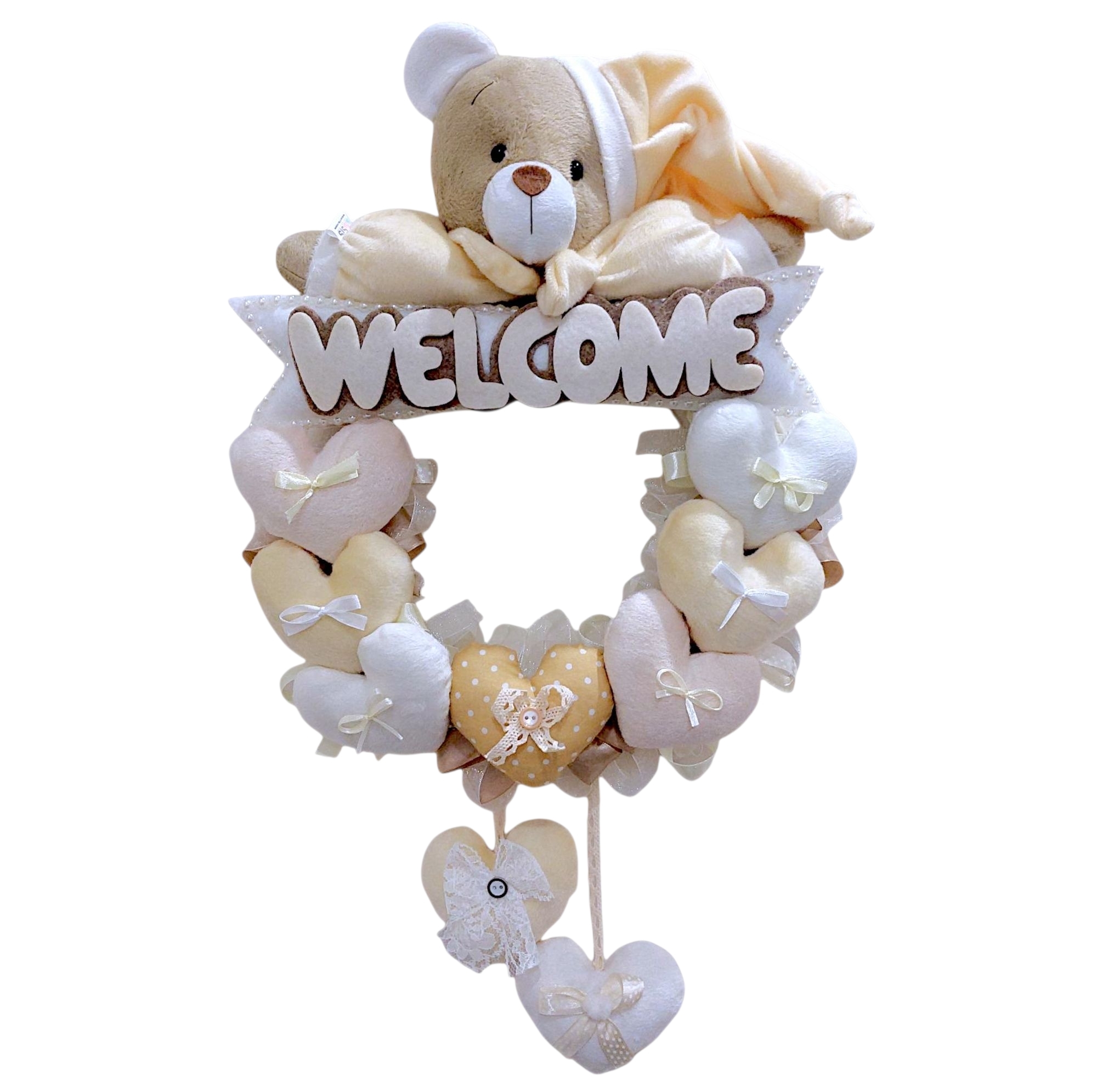آویز تزیینی اتاق کودک طرح خرس نانان مدل Welcome کد W/Crm