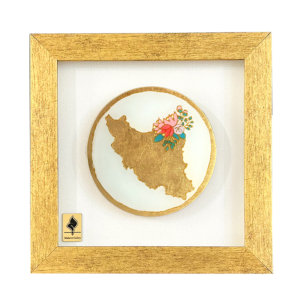 تابلو نقاشی ورق طلا طرح ایران کد 02