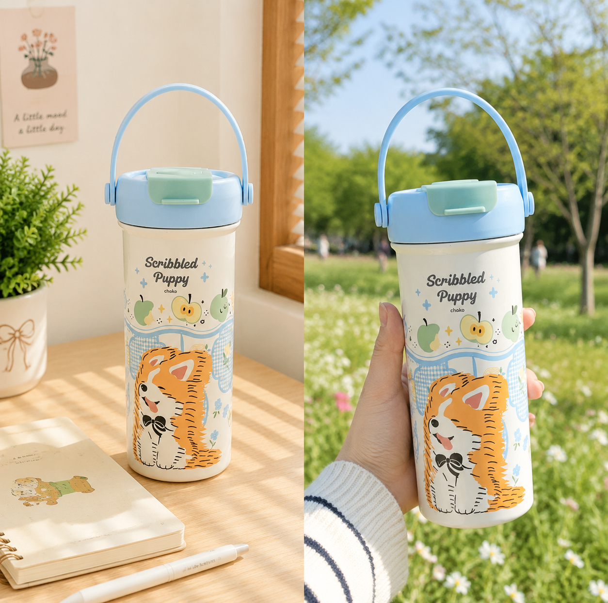 تراول ماگ مدل Scribbled Puppy طرح سگ کارتونی گنجایش 0.55 لیتر