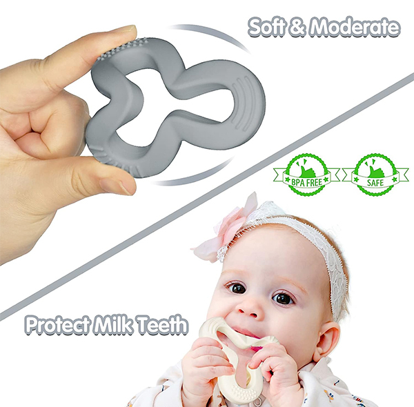 دندان گیر کودک هیروشی مدل Silicone Shamrock Teether بسته 2 عددی