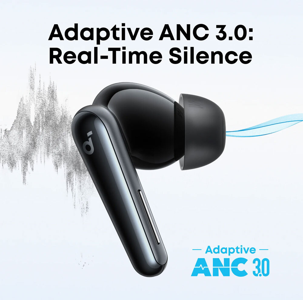 هدفون بلوتوثی انکر مدل Soundcore Liberty 5 با نویز کنسلینگ فعال (ANC)، درگاه شارژ USB Type-C، تا 30 ساعت زمان پخش موسیقی، دارای سنسور نوری داخل گوش و مقاوم در برابر رطوبت و عرق