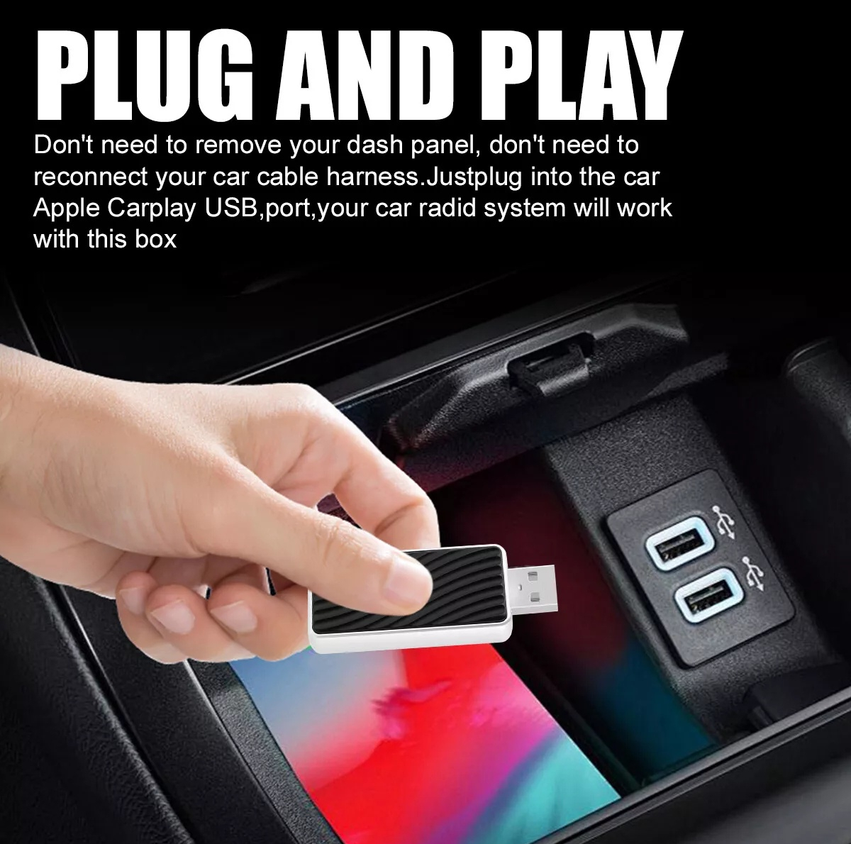 کارپلی و اندروید اتو مدل Wireless P9593 Carplay/Android Auto به همراه مبدل USB به USB-C