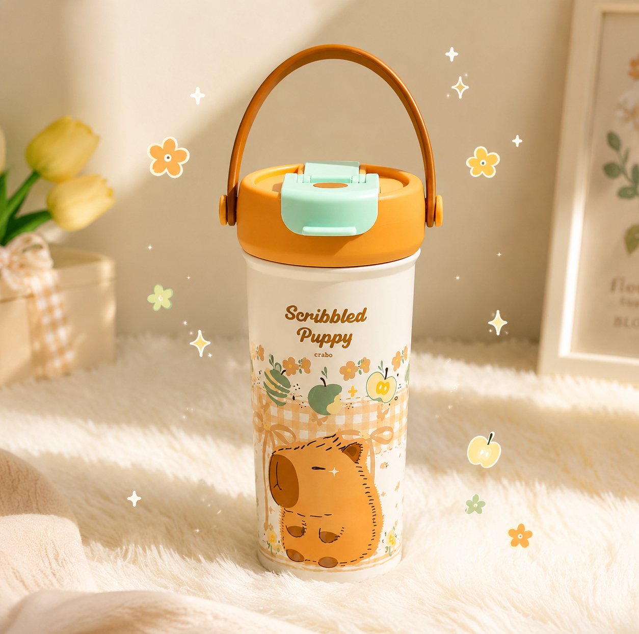 تراول ماگ مدل Scribbled Puppy طرح خرس کارتونی گنجایش 0.65 لیتر