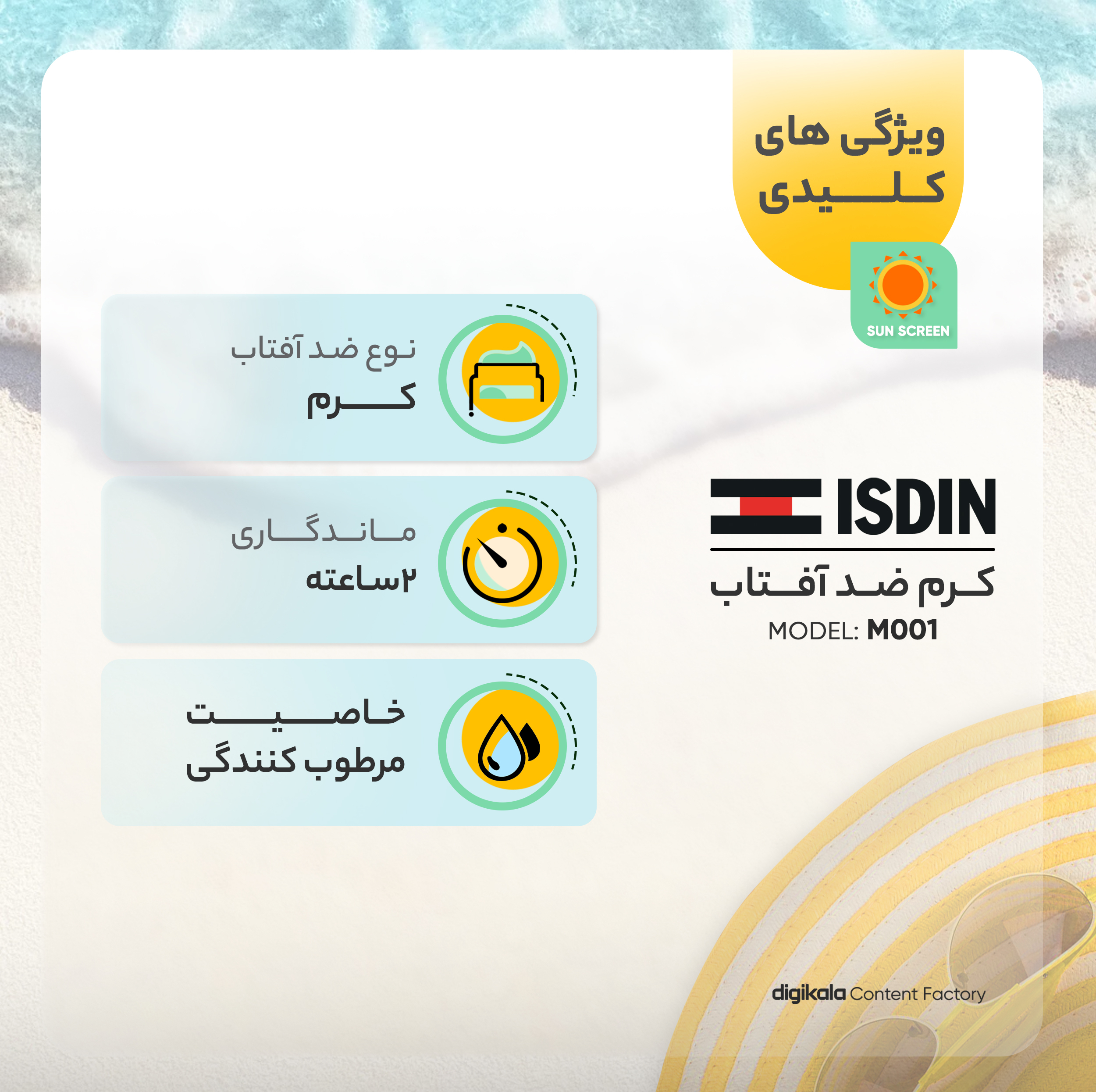 کرم ضدآفتاب ایزدین مدل M001، حجم 50 میلیلیتر