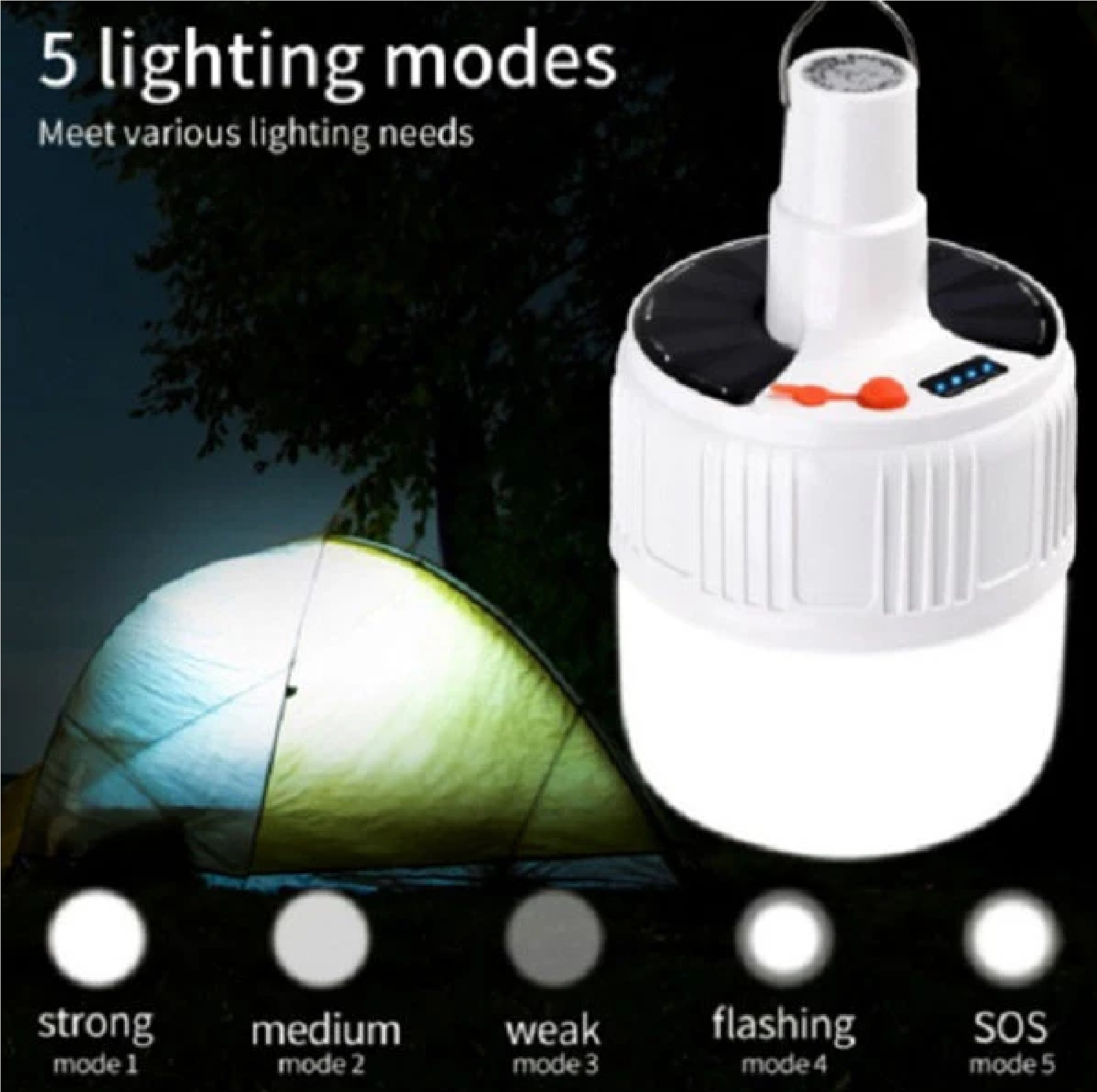 چراغ آویز چادر مدل شارژی کد Led-Bulb-KJ-V56